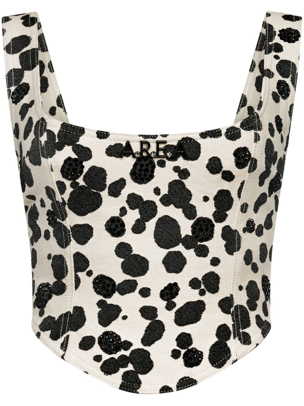 AREA dalmatian-print denim corset top - Neutrals von AREA