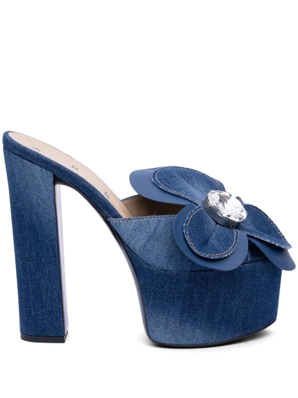 AREA floral-appliqué denim mules - Blue von AREA