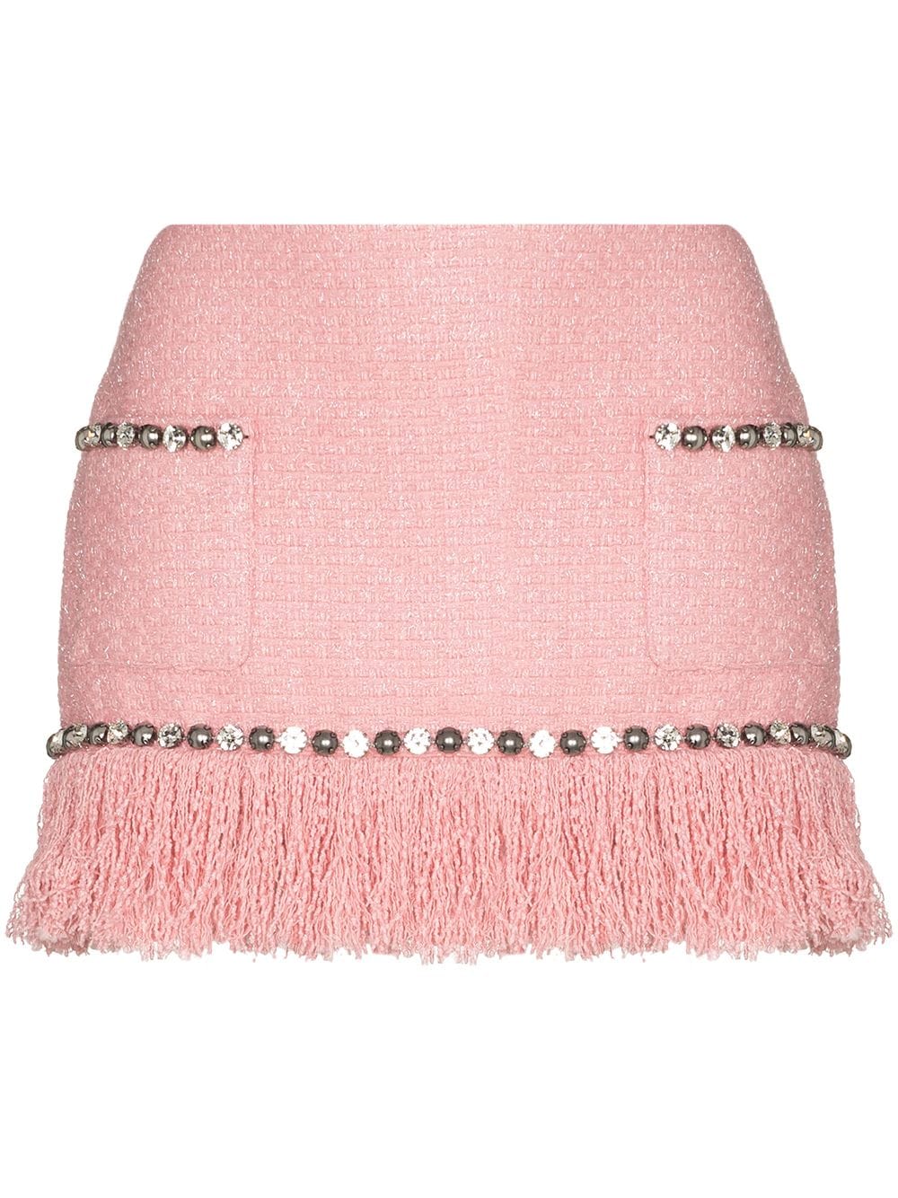 AREA fringed tweed miniskirt - Pink von AREA