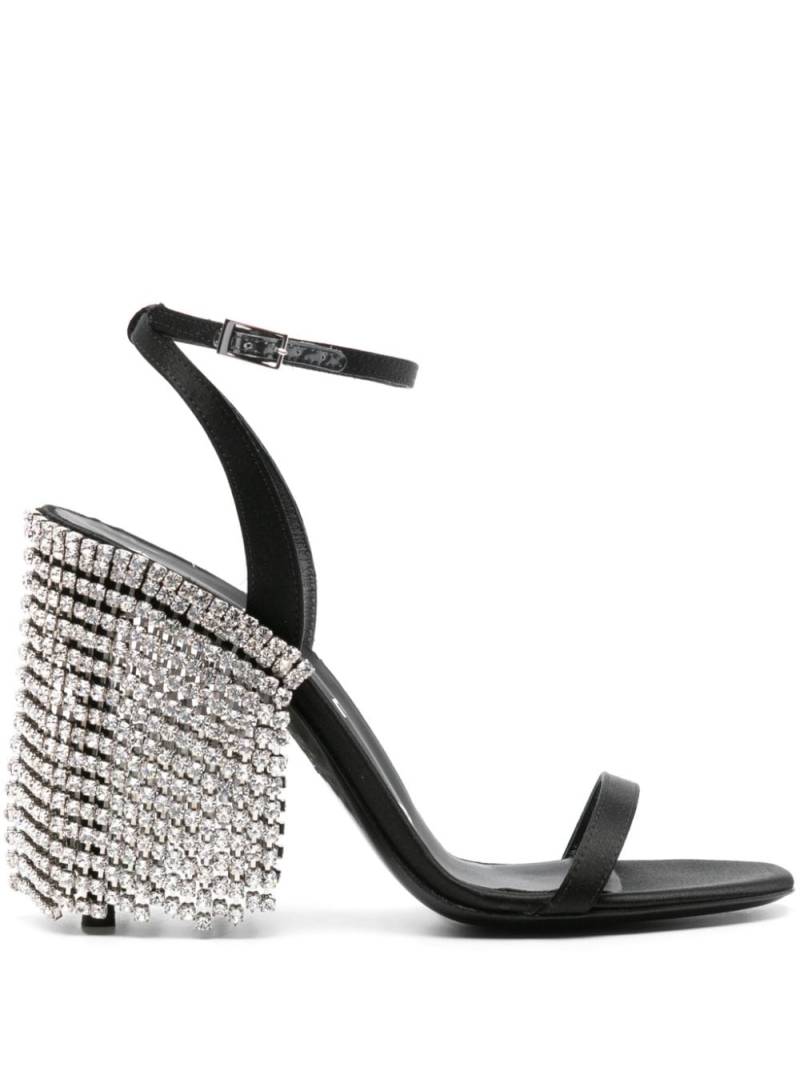 AREA rhinestone-chainmail satin sandals - Black von AREA