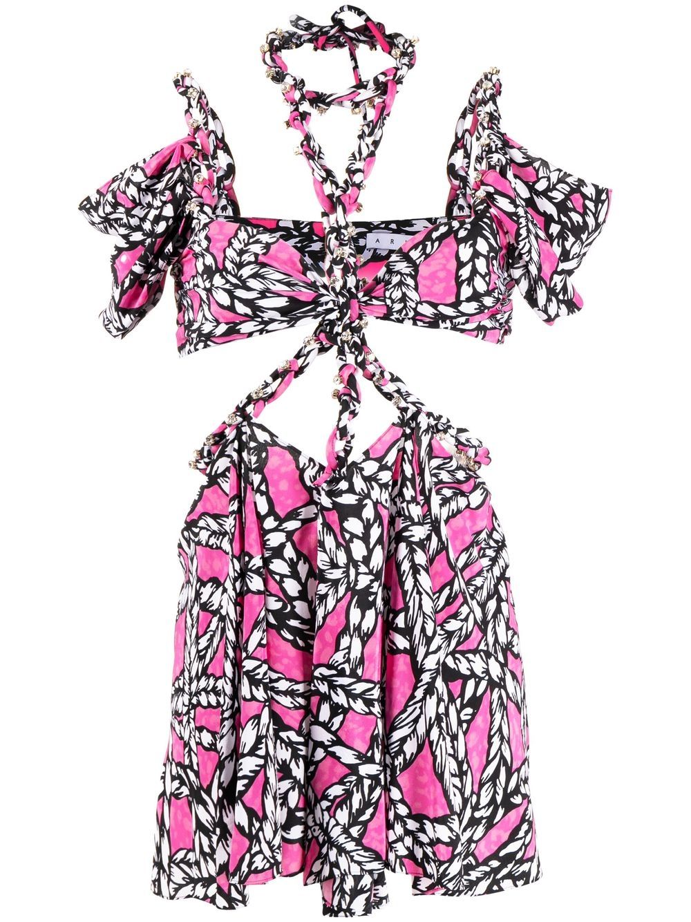 AREA rope-print cut-out minidress - Pink von AREA