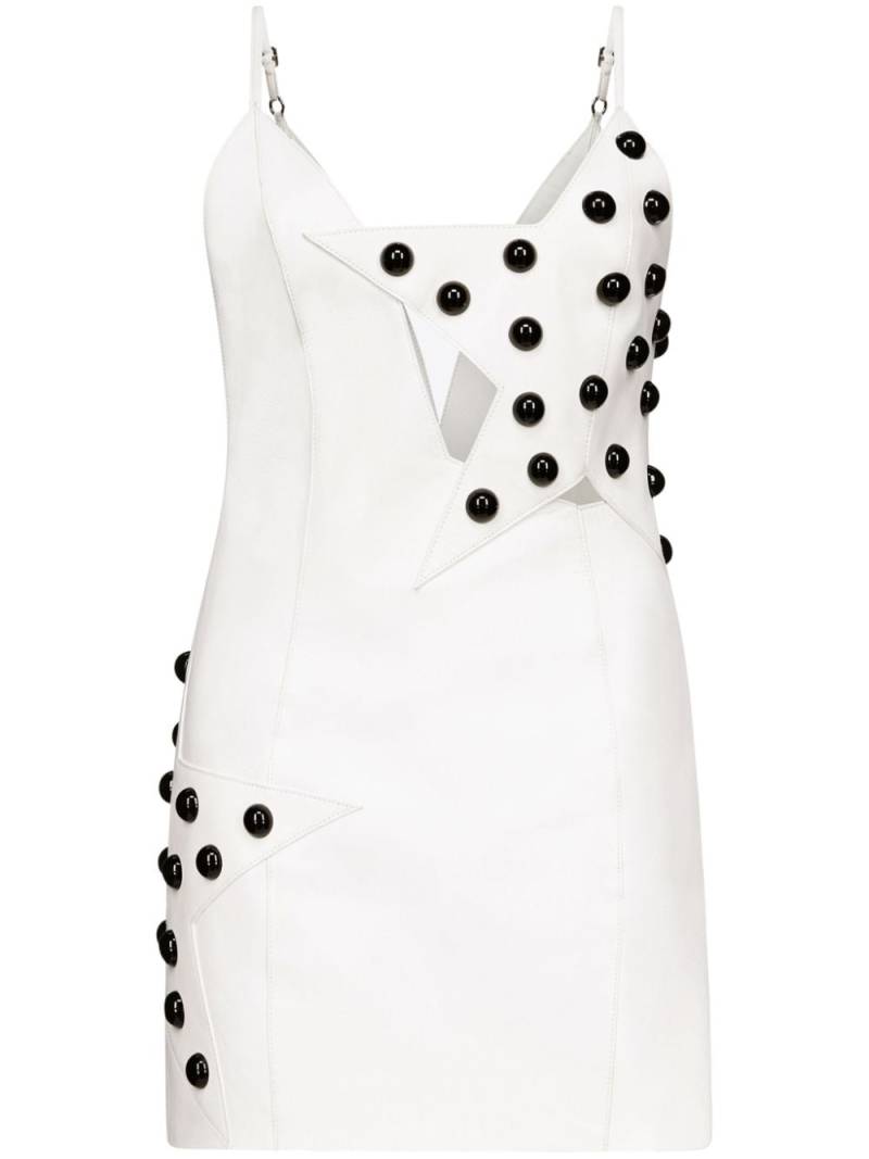 AREA stud-embellished leather minidress - White von AREA