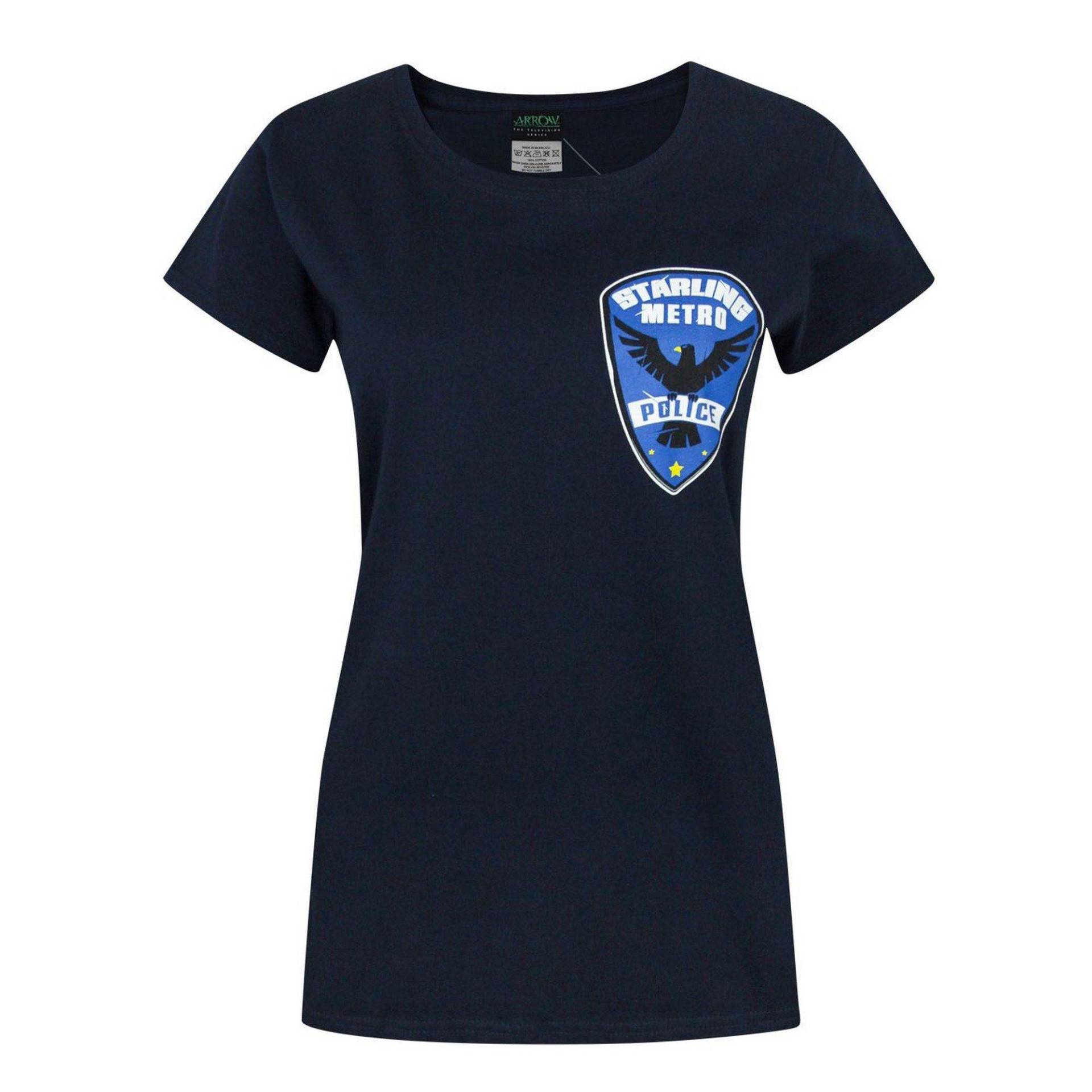 Tshirt Mit Starling City Metro Police Design Damen Blau L von ARROW