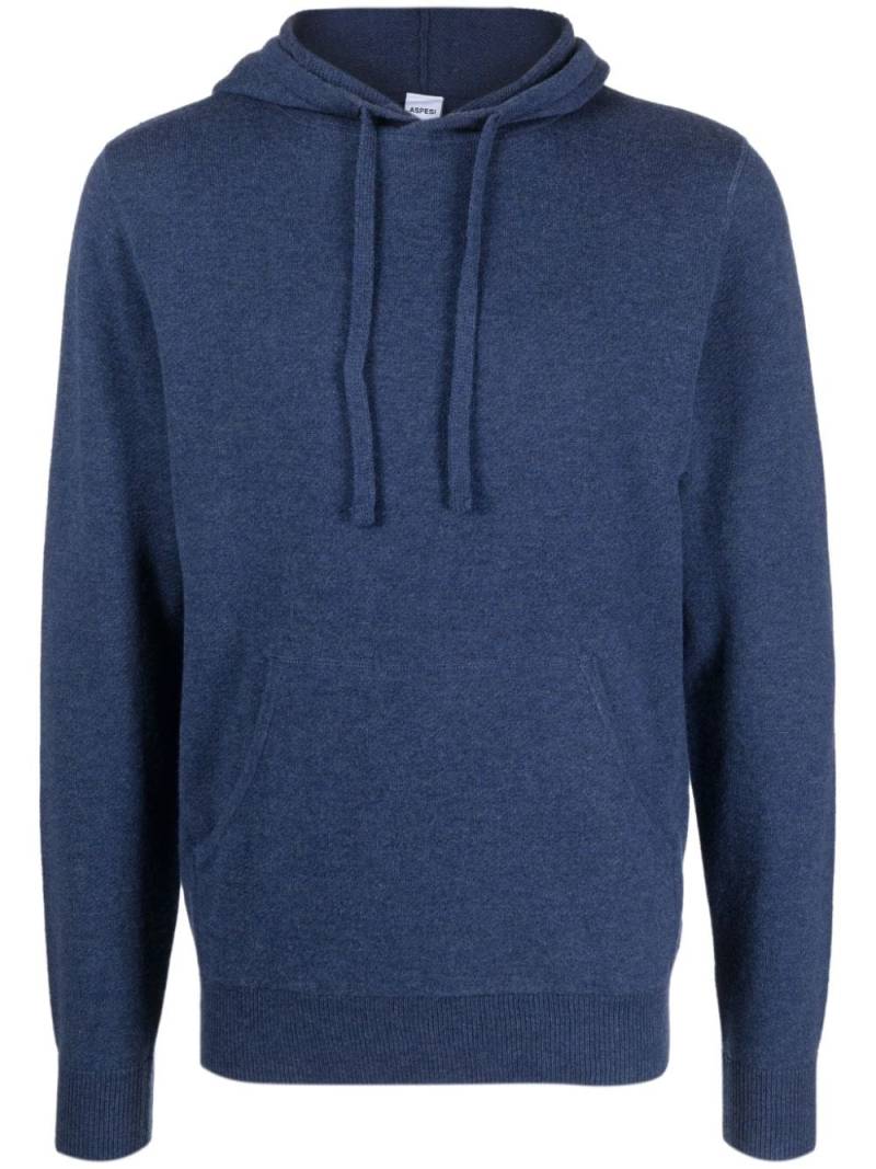 ASPESI front-pouch wool hoodie - Blue von ASPESI