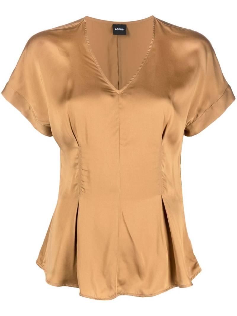 ASPESI satin-finish flared blouse - Brown von ASPESI