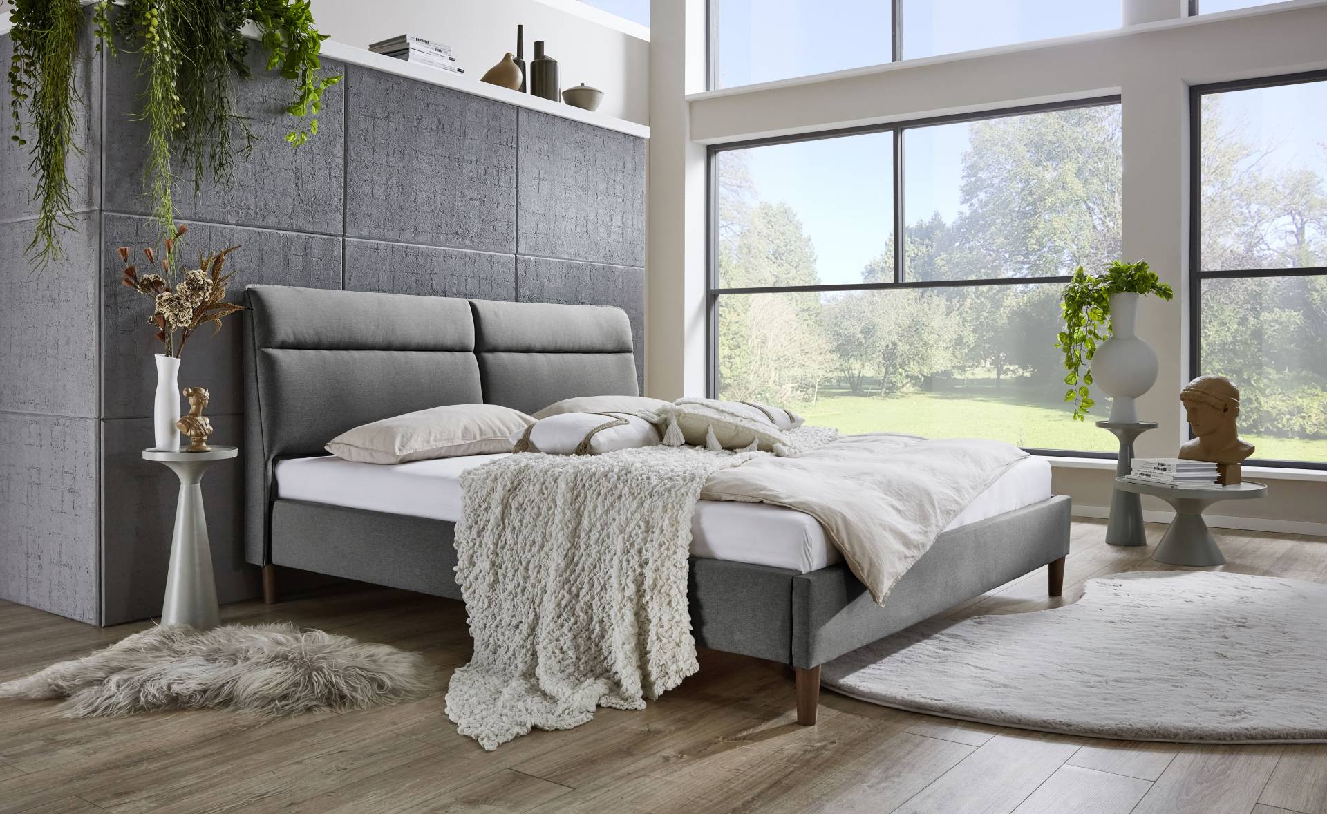 ATLANTIC home collection Polsterbett »Madita, 180x200cm, mit organischer Kopfteilform«, luxuriös gepolstertes Kopfteil, Bezugstoff mit Melange-Effekt von ATLANTIC home collection
