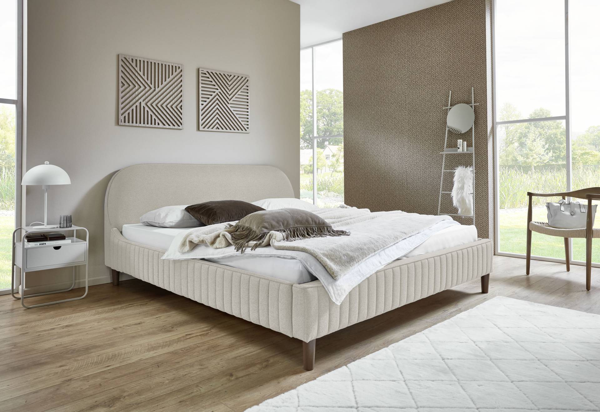 ATLANTIC home collection Polsterbett »Madita, 180x200cm, mit organischer Kopfteilform«, luxuriös gepolstertes Kopfteil, Bezugstoff mit einem feinen Relief von ATLANTIC home collection