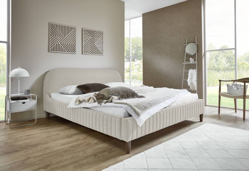 ATLANTIC home collection Polsterbett »Madita, 180x200cm, mit organischer Kopfteilform«, luxuriös gepolstertes Kopfteil, Bezugstoff mit einem feinen Relief von ATLANTIC home collection