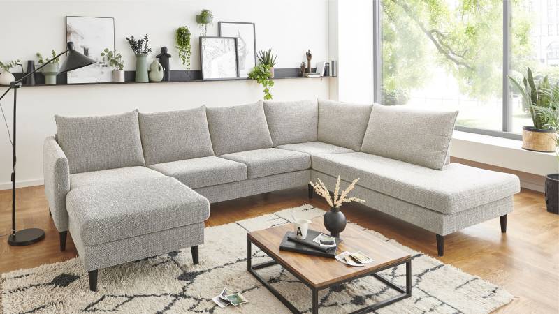 ATLANTIC home collection Wohnlandschaft »Rekvik U-Form«, mit Wellenunterfederung, mit Massivholzfüssen von ATLANTIC home collection