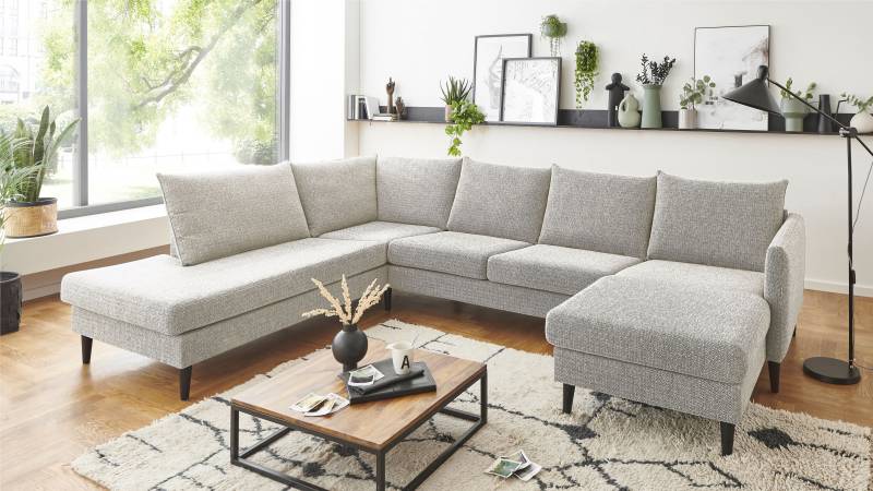 ATLANTIC home collection Wohnlandschaft »Rekvik U-Form«, mit Wellenunterfederung, mit Massivholzfüssen von ATLANTIC home collection