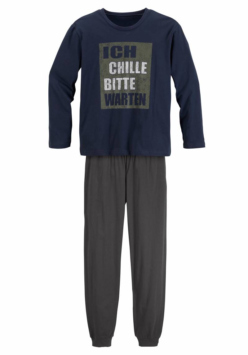 AUTHENTIC LE JOGGER Pyjama, (2 tlg., 1 Stück), Schlafanzug mit Spruch "Ich chille bitte warten" von AUTHENTIC LE JOGGER