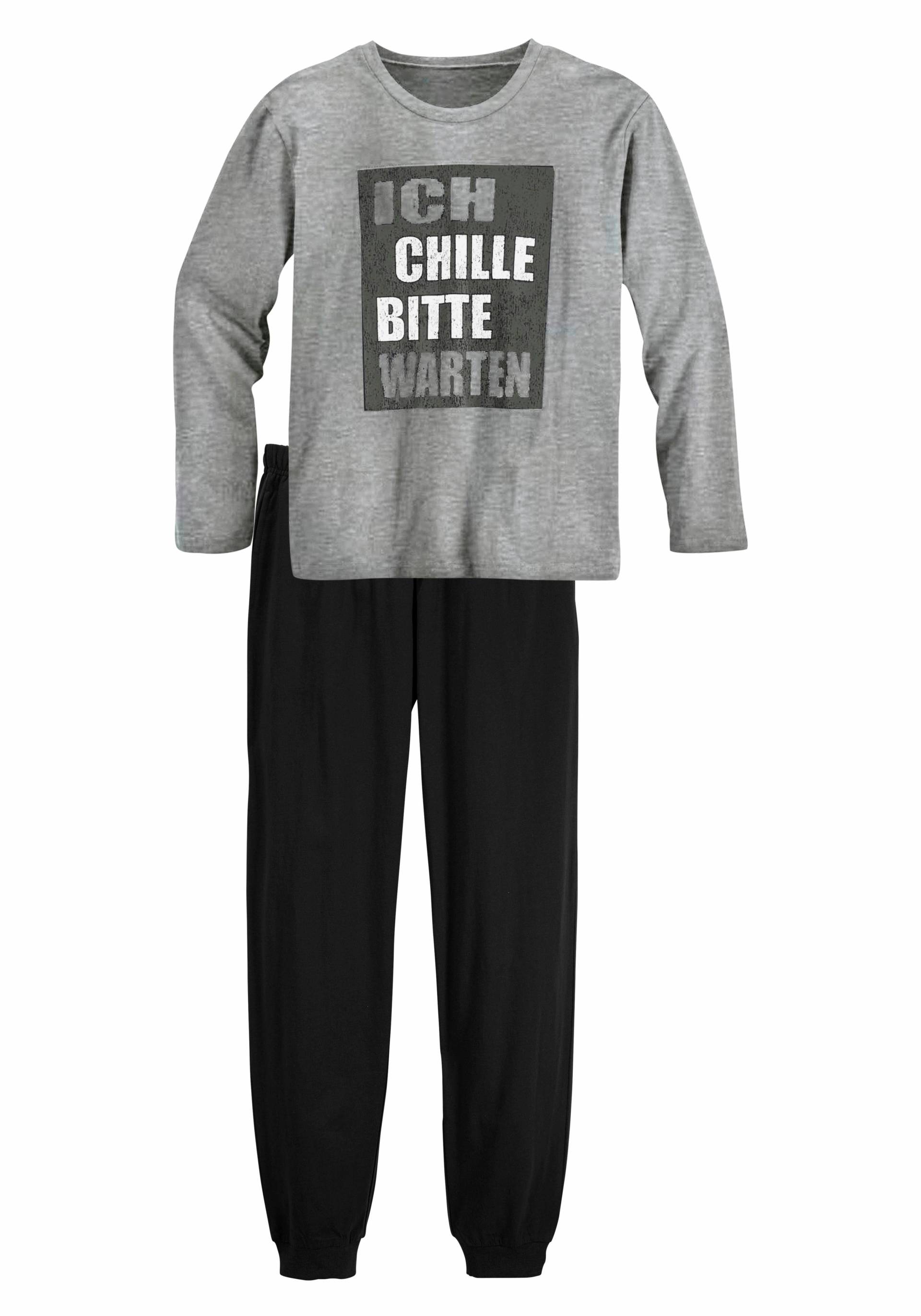 AUTHENTIC LE JOGGER Pyjama, (2 tlg., 1 Stück), Schlafanzug mit Spruch "Ich chille bitte warten" von AUTHENTIC LE JOGGER
