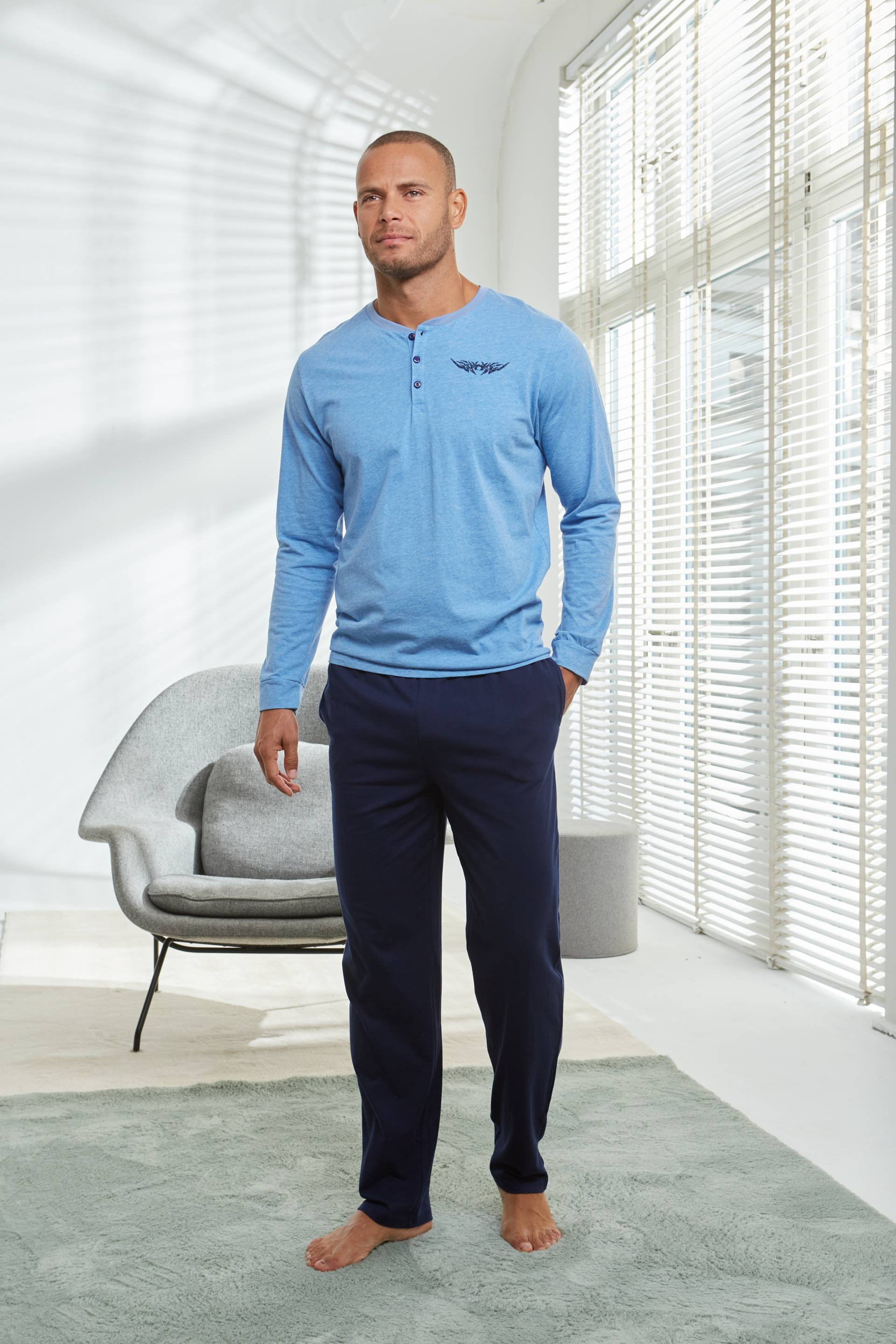 AUTHENTIC LE JOGGER Pyjama »Schlafanzug für Herren«, (2 tlg., 1 Stück), mit Knopfleiste von AUTHENTIC LE JOGGER