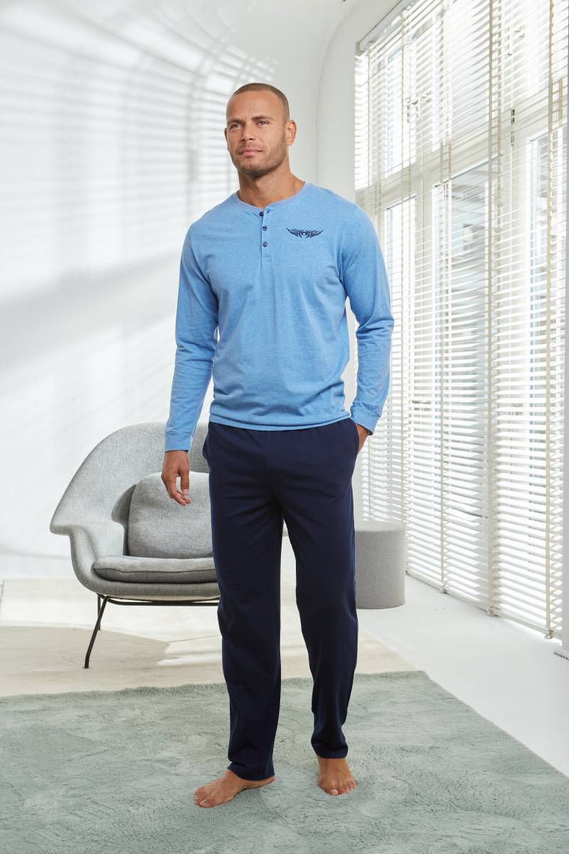 AUTHENTIC LE JOGGER Pyjama »Schlafanzug für Herren«, (2 tlg., 1 Stück), mit Knopfleiste von AUTHENTIC LE JOGGER