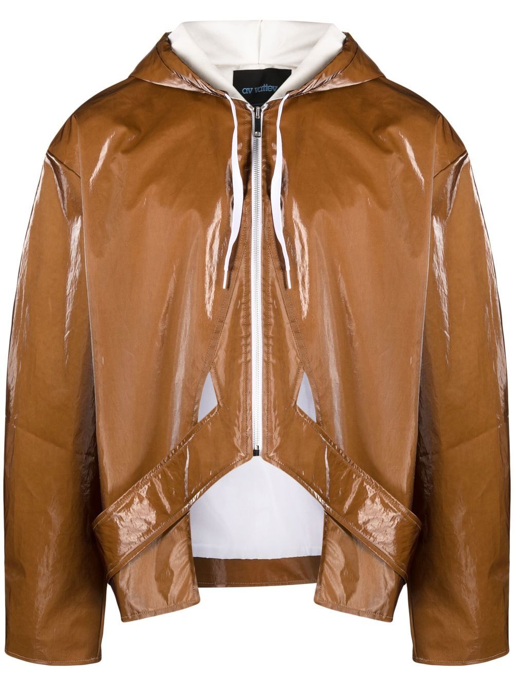 AV Vattev high-shine zip-up hooded jacket - Brown von AV Vattev