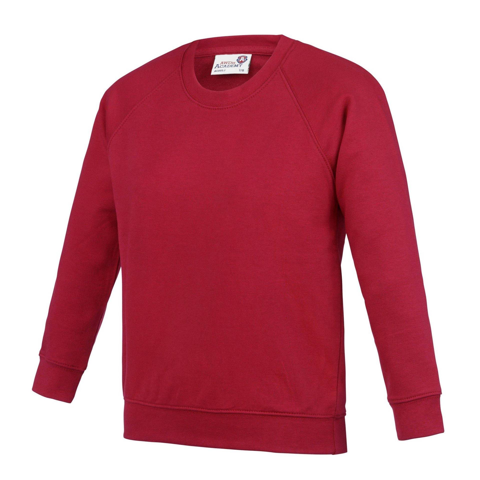 Academy Crew Neck Raglan Schule Sweatshirt Mädchen Rot Bunt 164 von AWDis