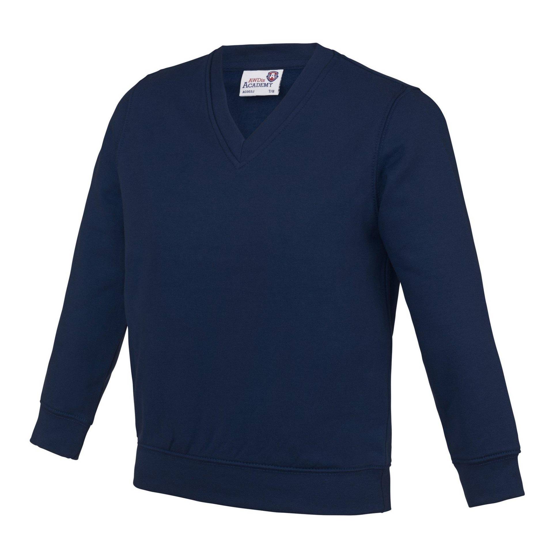 Academy Pullover Mit V-ausschnitt Jungen Marine 128 von AWDis