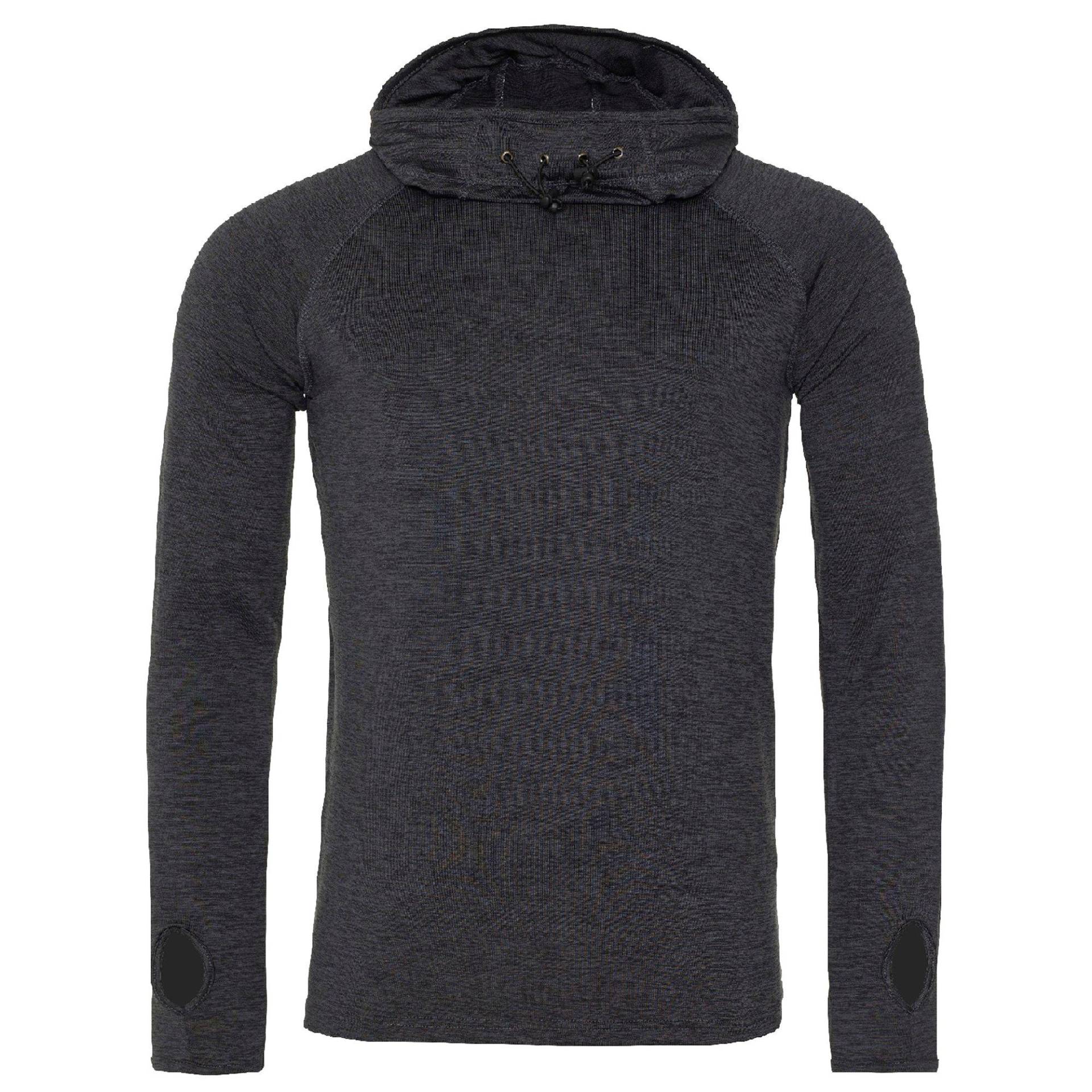 Just Cool Kapuze Nacken Langarm Hemd Herren Schwarz XL von AWDis