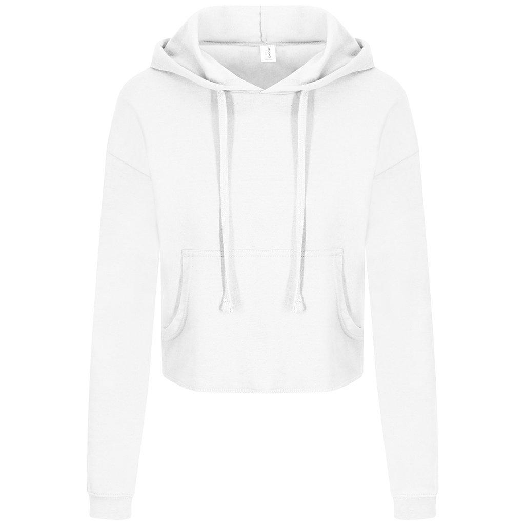 Just Hoods Girlie Cropkapuzenpullover Damen Weiss XL von AWDis