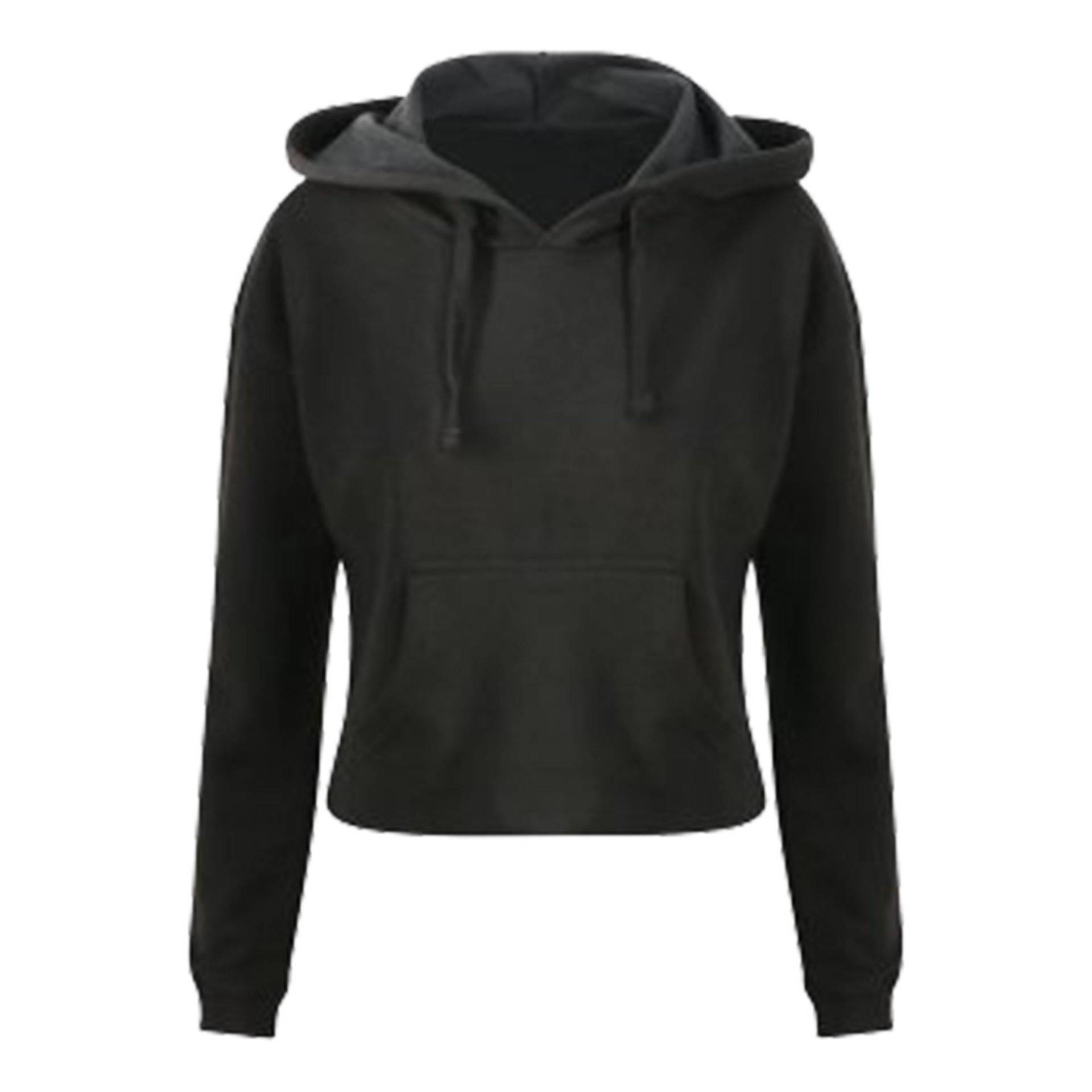 Just Hoods Girlie Cropkapuzenpullover Damen Schwarz XS von AWDis