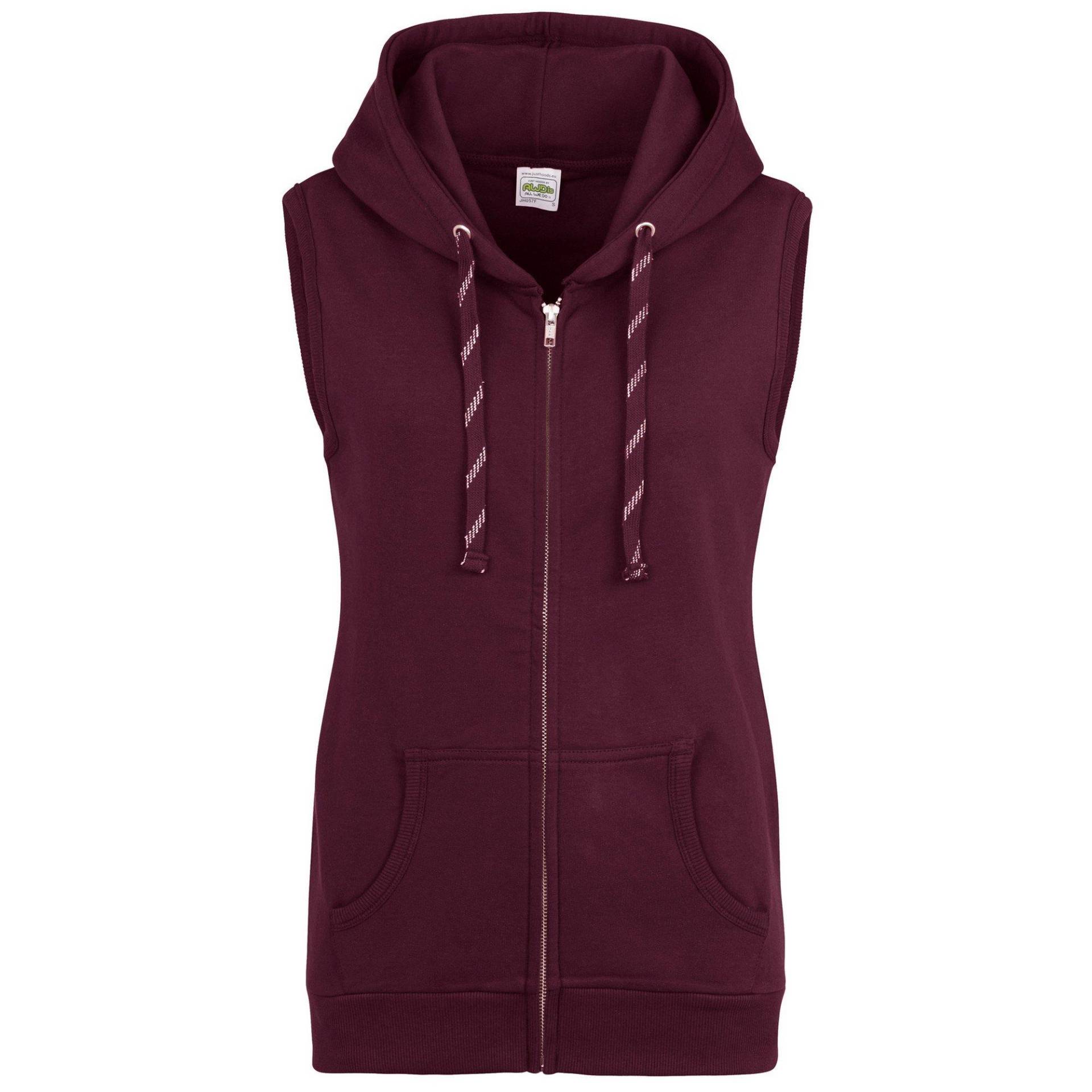 Just Hoods Girlie Kapuzenweste Damen Weinrot XS von AWDis