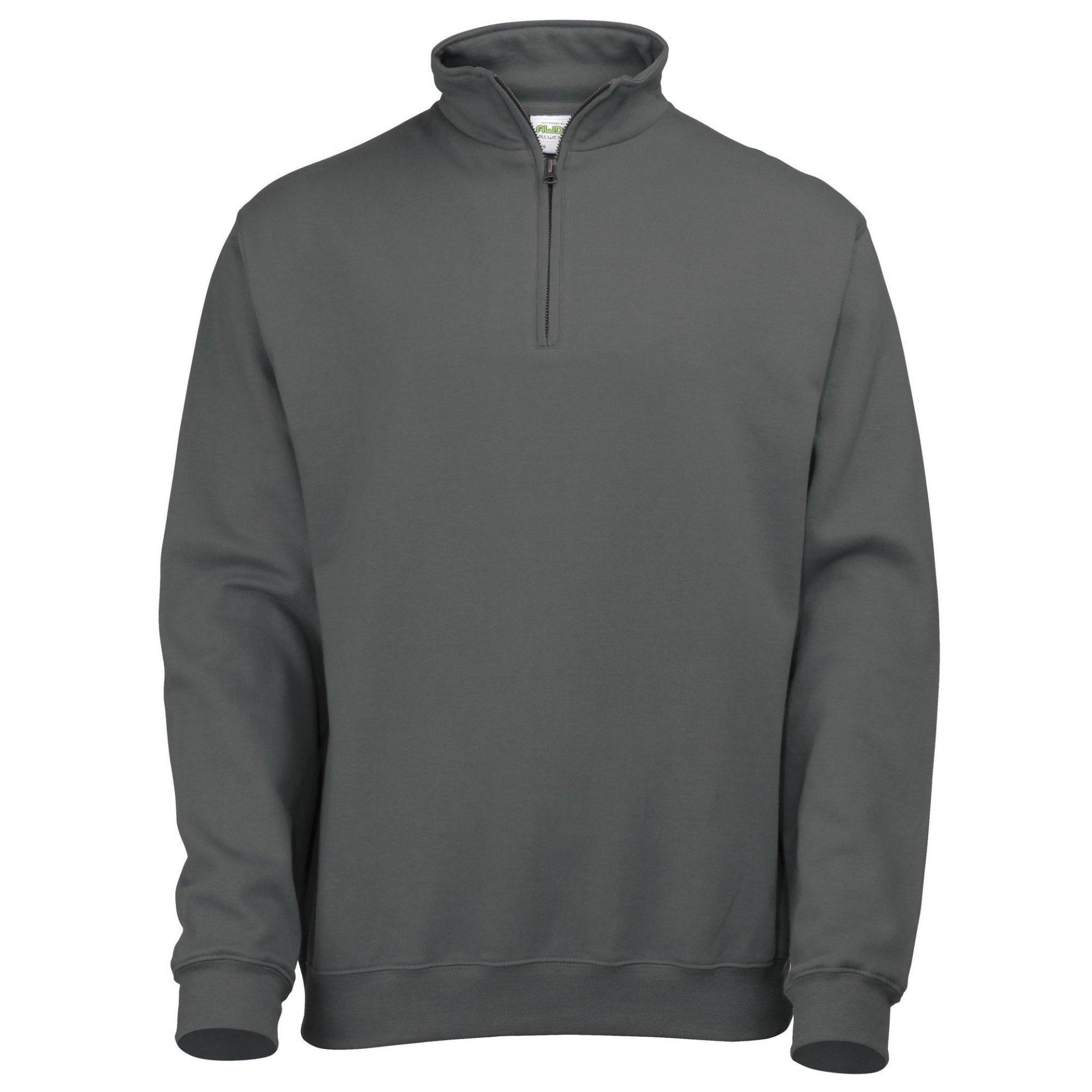 Sweatshirt Pullover Mit Reißverschluss Am Kragen Herren Charcoal Black XXL von AWDis