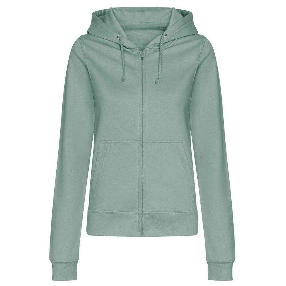 Hoodie Mit Durchgehendem Reißverschluss Damen Grün XL