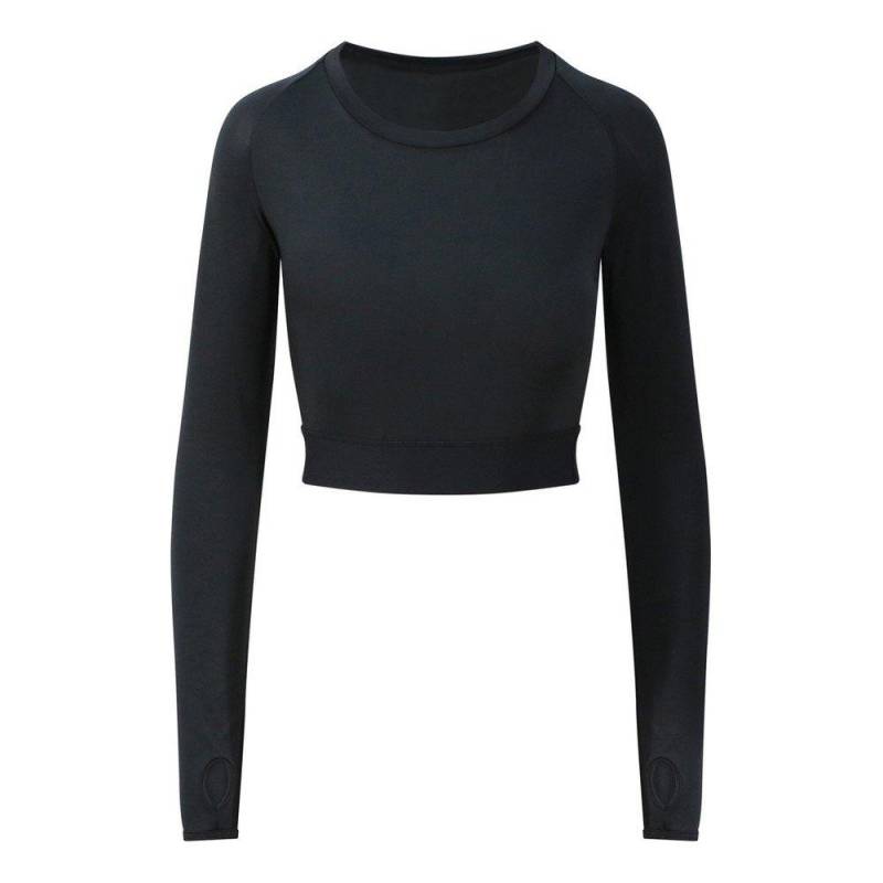 Just Cool Croptop Girlie Mit Langen Ärmeln Damen Schwarz L von AWDis