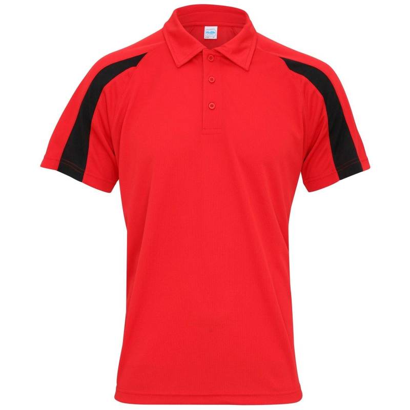 Just Cool Kurzarm Polo Shirt Mit Kontrast Panel Herren Rot Bunt S von AWDis