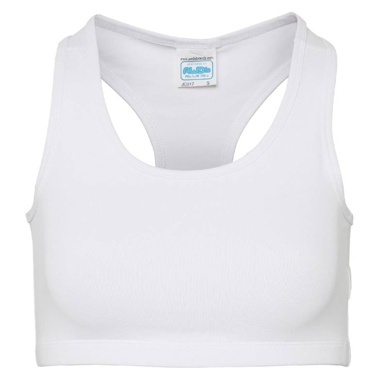 Kühlen Sie Einfach Ärmel Girlie Sport Crop Top Damen Weiss L von AWDis