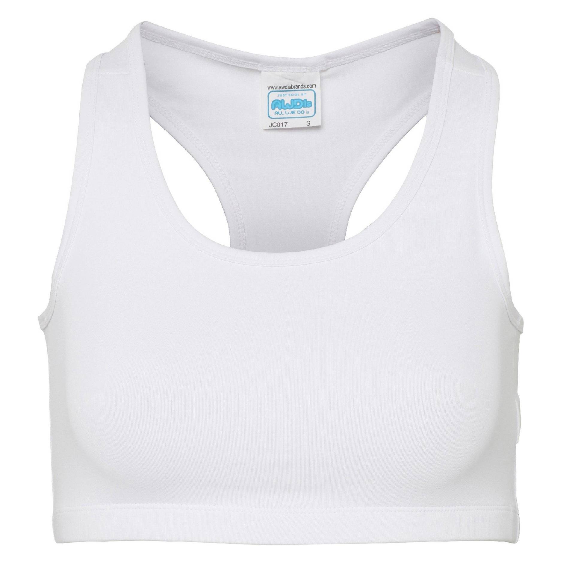 Kühlen Sie Einfach Ärmel Girlie Sport Crop Top Damen Weiss S von AWDis