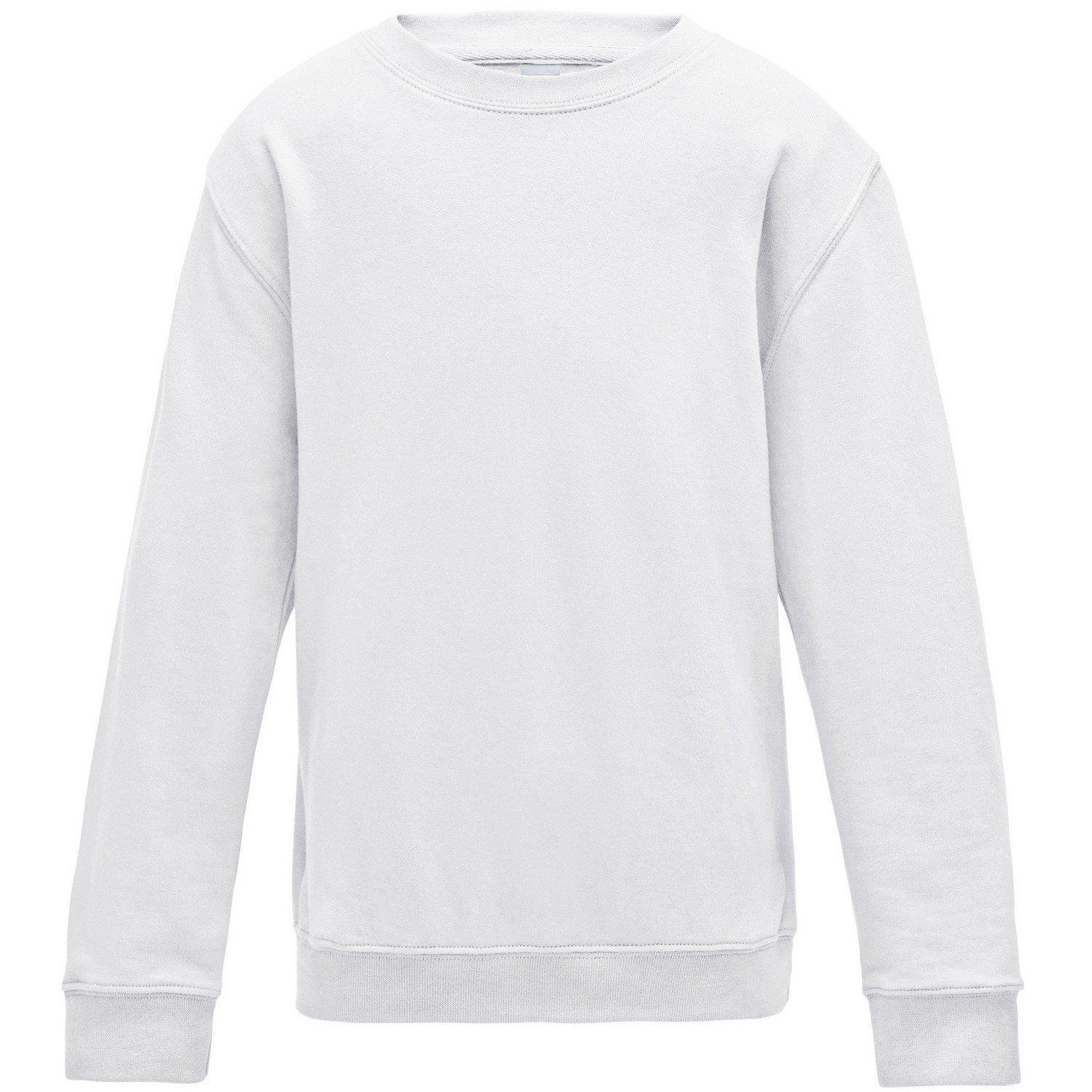 Just Hoods Plain Pullover Mit Rundhalsausschnitt Jungen Weiss 128 von AWDis