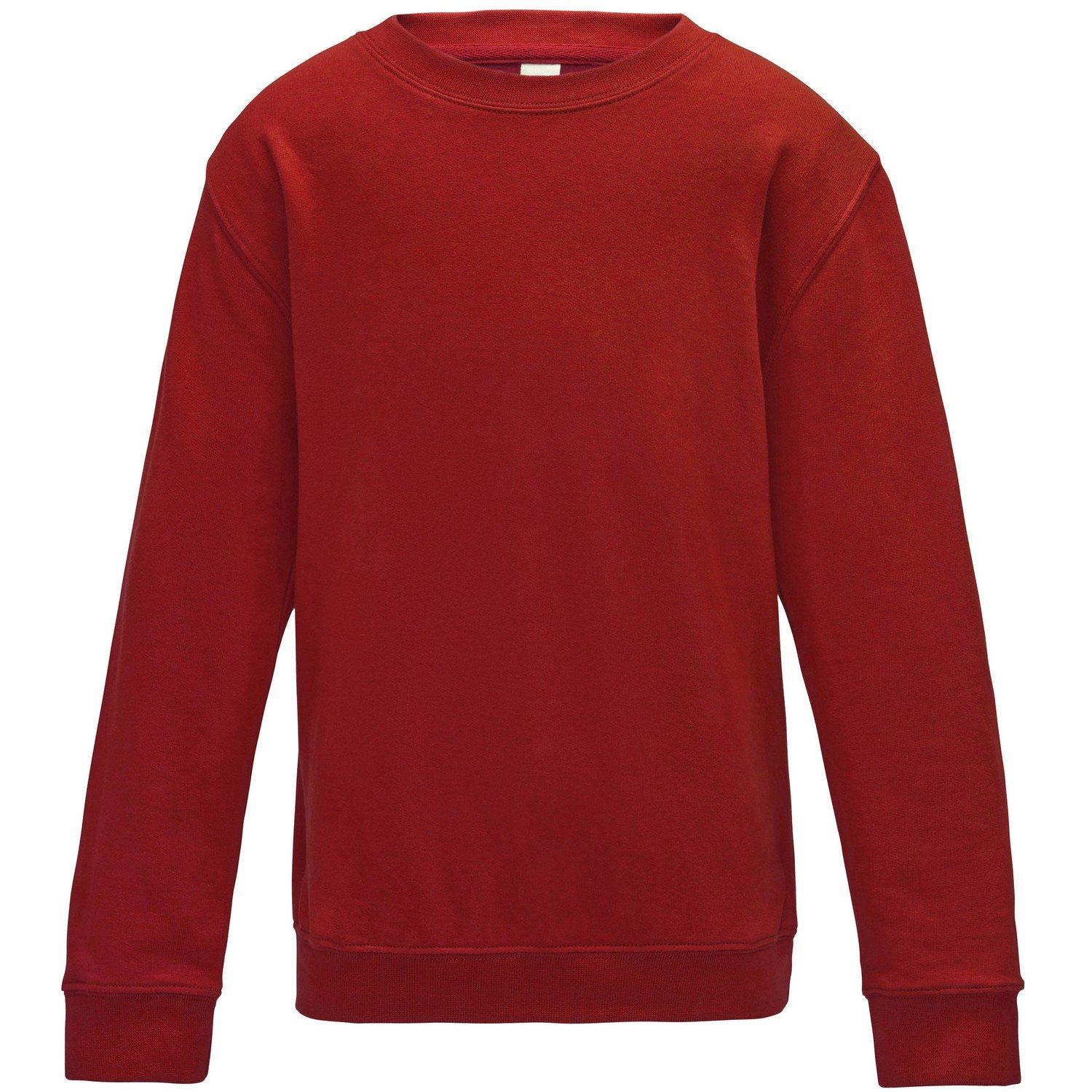 Just Hoods Plain Pullover Mit Rundhalsausschnitt Jungen Rot Bunt 146 von AWDis