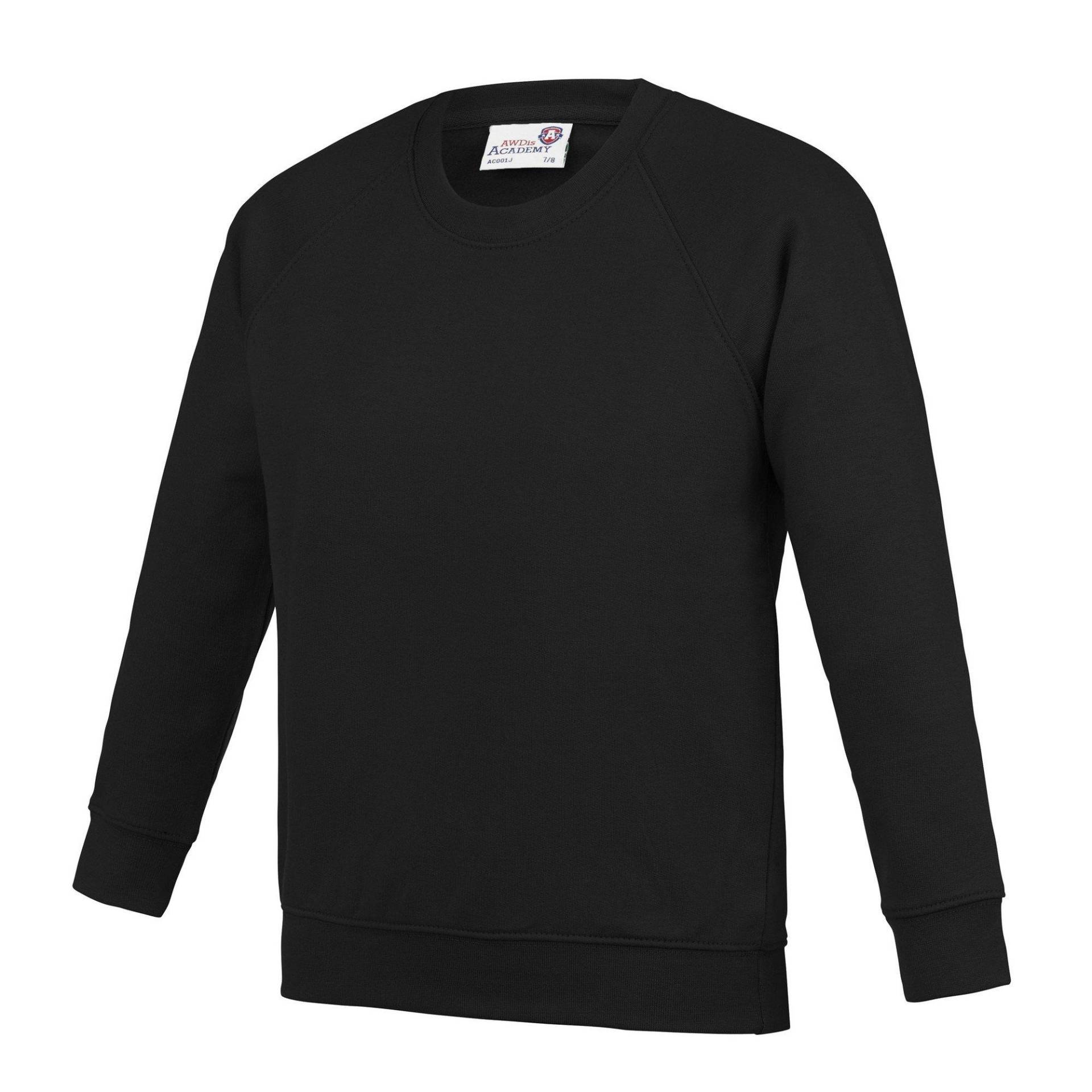 Academy Crew Neck Raglan Schule Sweatshirt Mädchen Schwarz 164 von AWDis