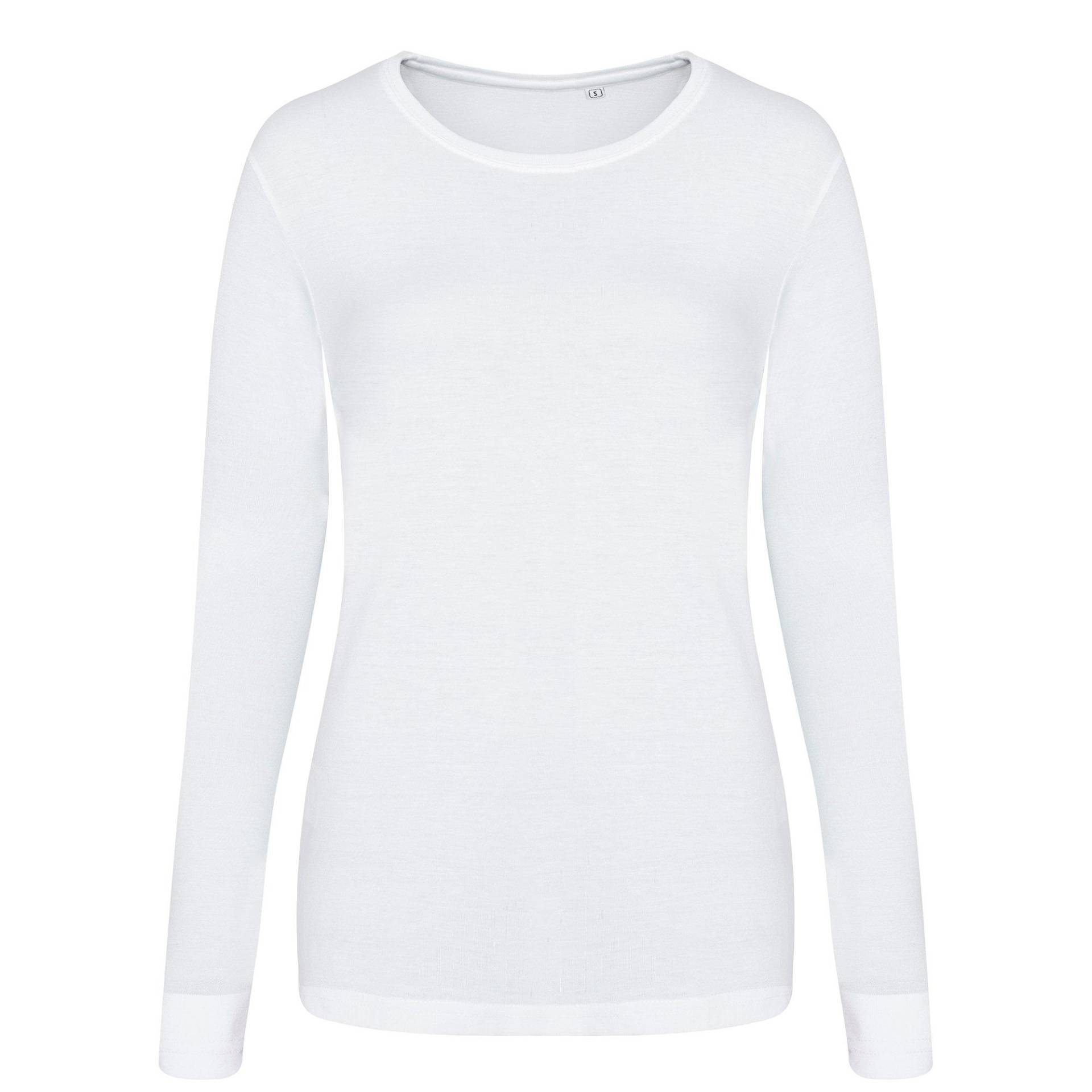 T-shirt, Langärmlig Damen Weiss L von AWDis