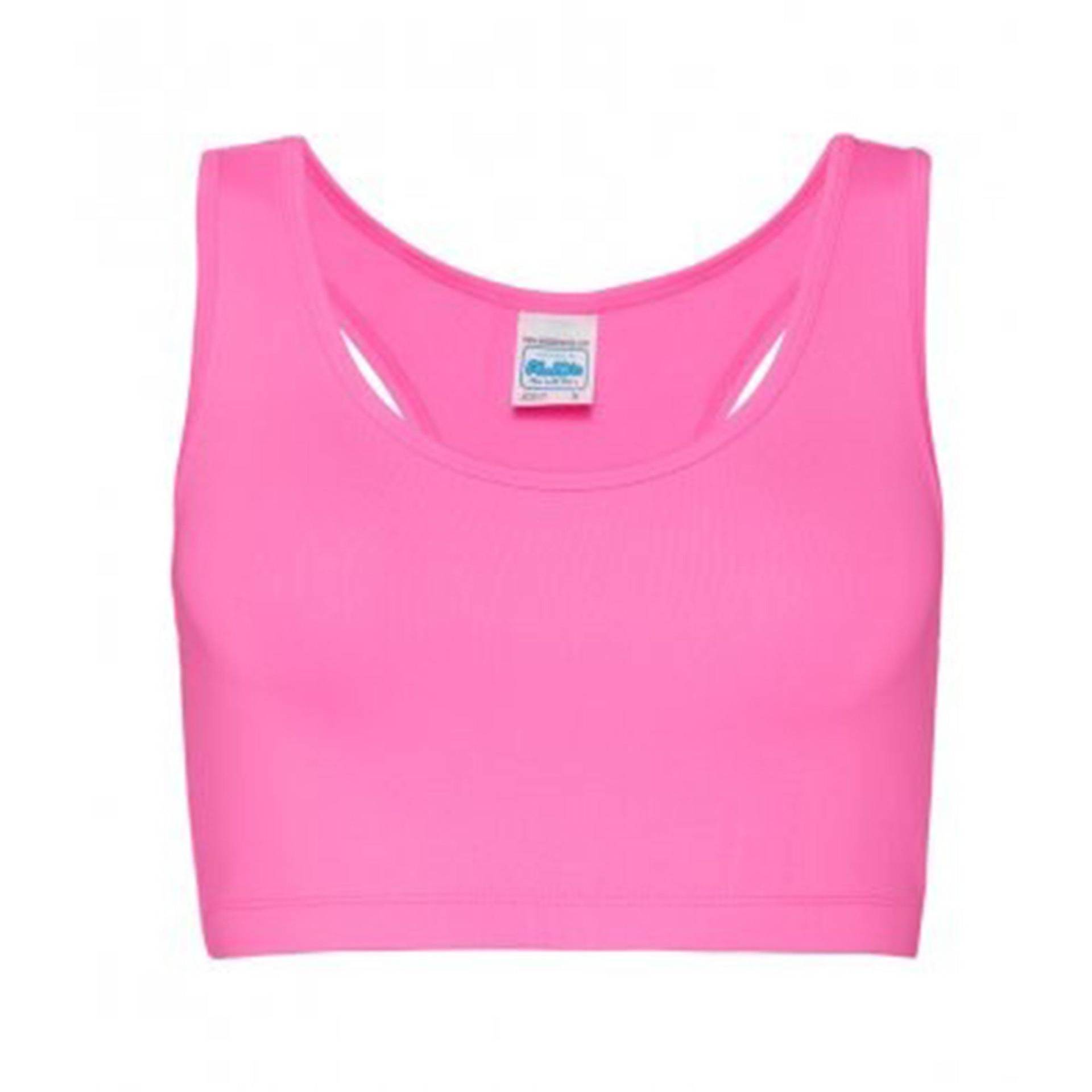 Kühlen Sie Einfach Ärmel Girlie Sport Crop Top Damen Pink S von AWDis