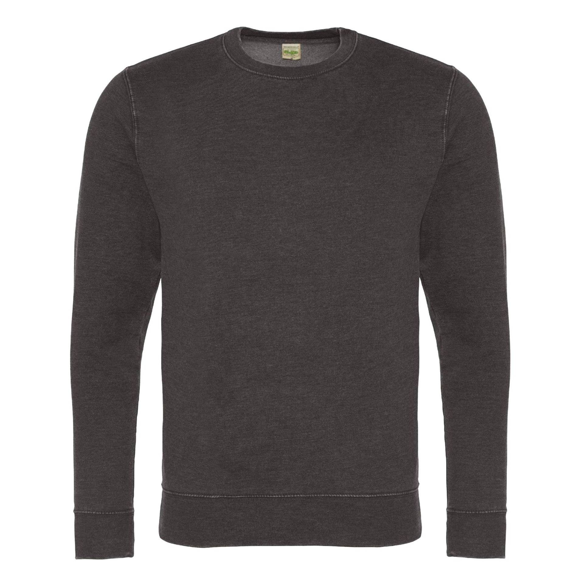 Washed Optik Pullover Herren Charcoal Black XS von AWDis