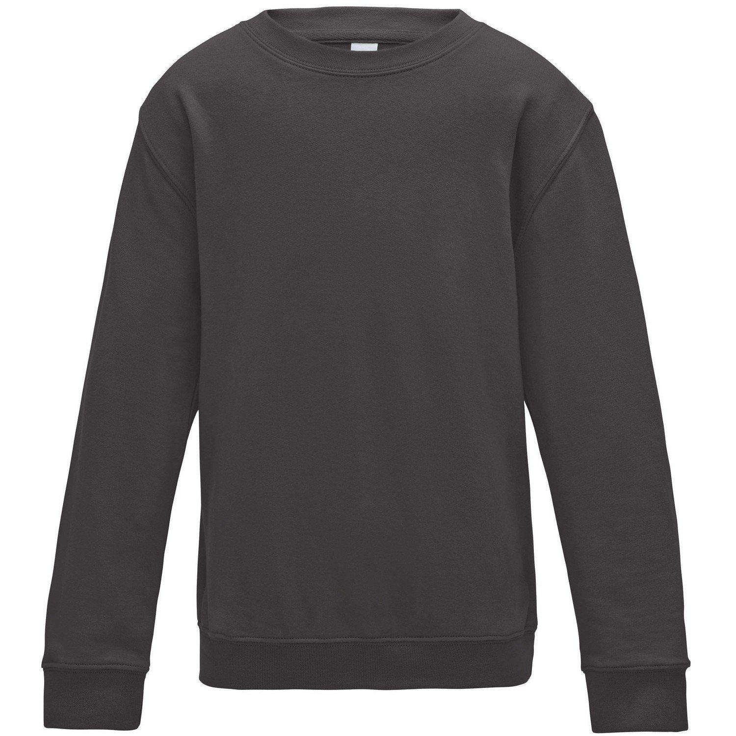 Nur Hauben Plain Sweatshirt Mit Rundhalsausschnitt Mädchen Charcoal Black 92 von AWDis