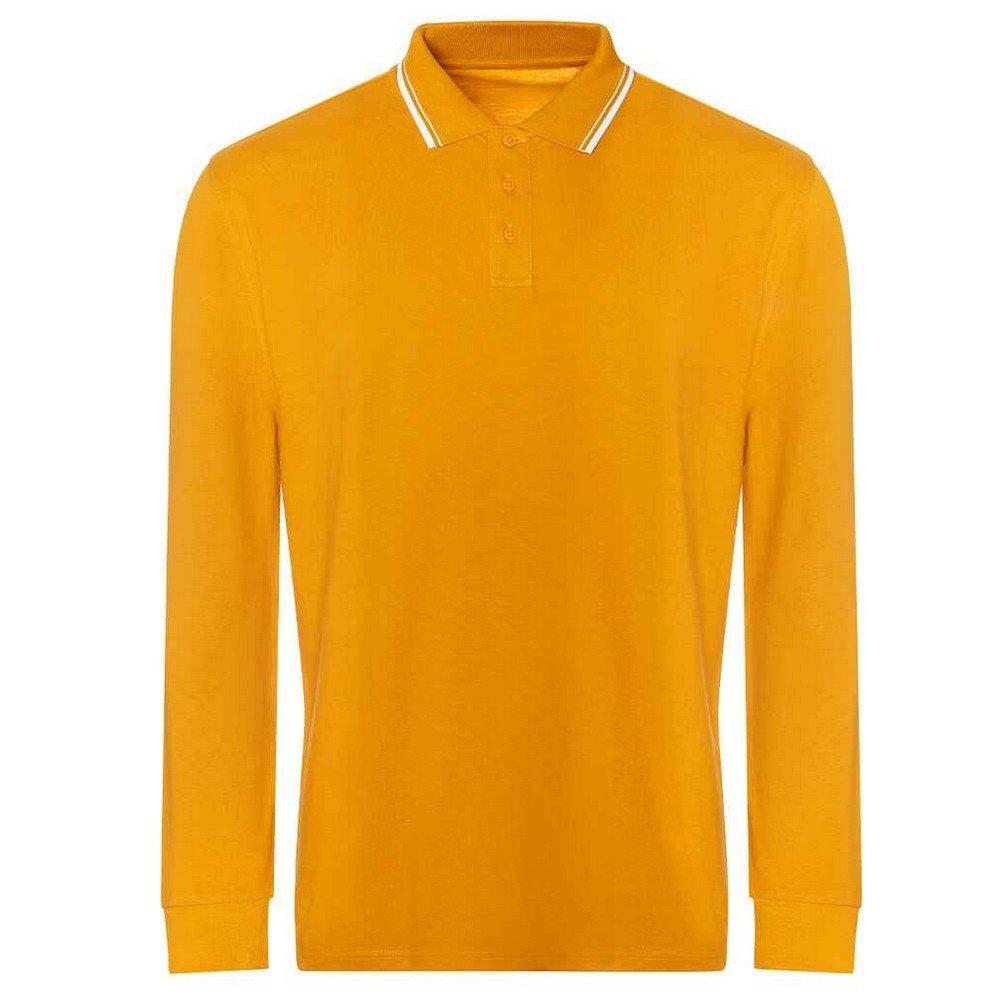 Poloshirt Mit Kontrastfarbenen Streifen Langärmlig Herren Orange Bunt M von AWDis