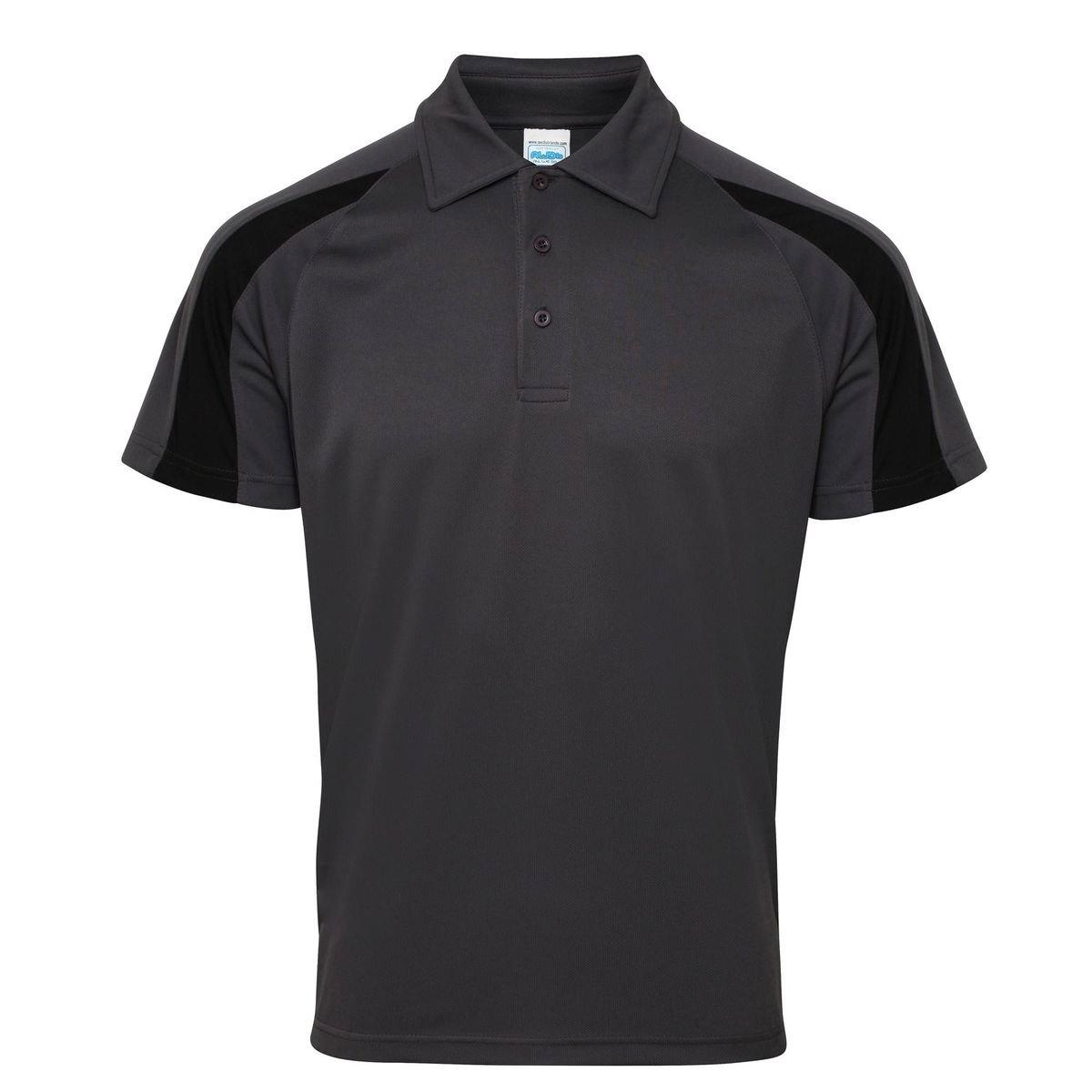 Just Cool Kurzarm Polo Shirt Mit Kontrast Panel Herren Charcoal Black S von AWDis