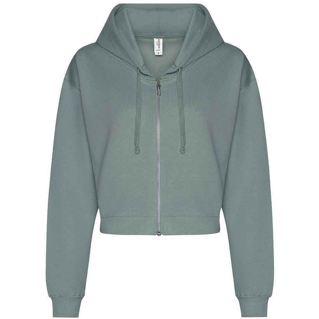 Hoodie Mit Durchgehendem Reißverschluss Kurz Geschnitten Damen Grün XS von AWDis