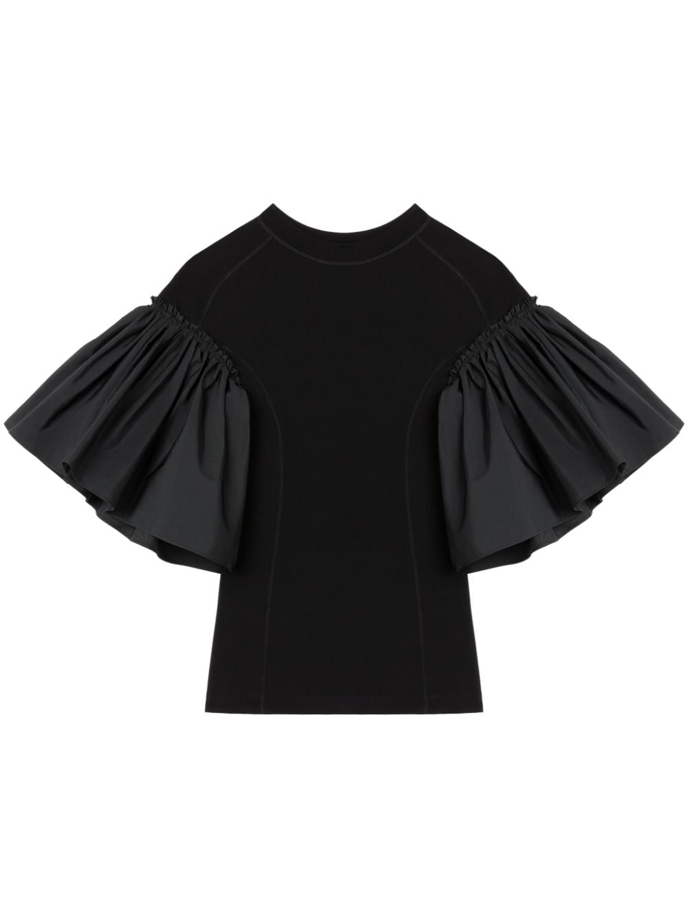 AZ FACTORY x Lutz Huelle ruffle-sleeve crew neck top - Black von AZ FACTORY