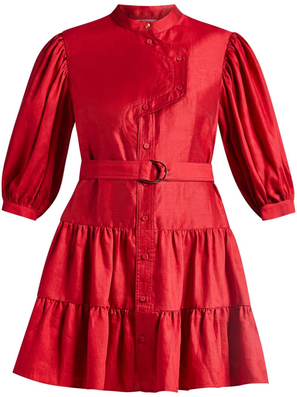 Acler Hundon linen-blend belted minidress - Red von Acler