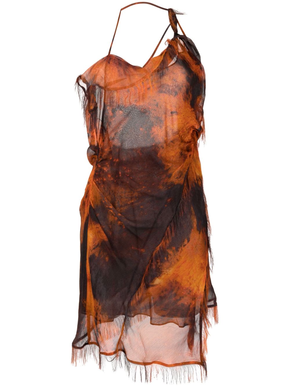 Acne Studios asymmetric semi-sheer minidress - Orange von Acne Studios