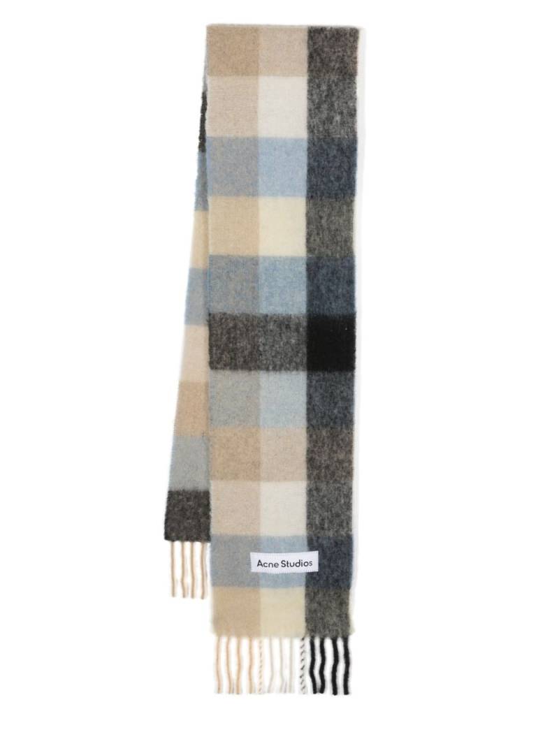 Acne Studios checked mohair-blend scarf - Blue von Acne Studios