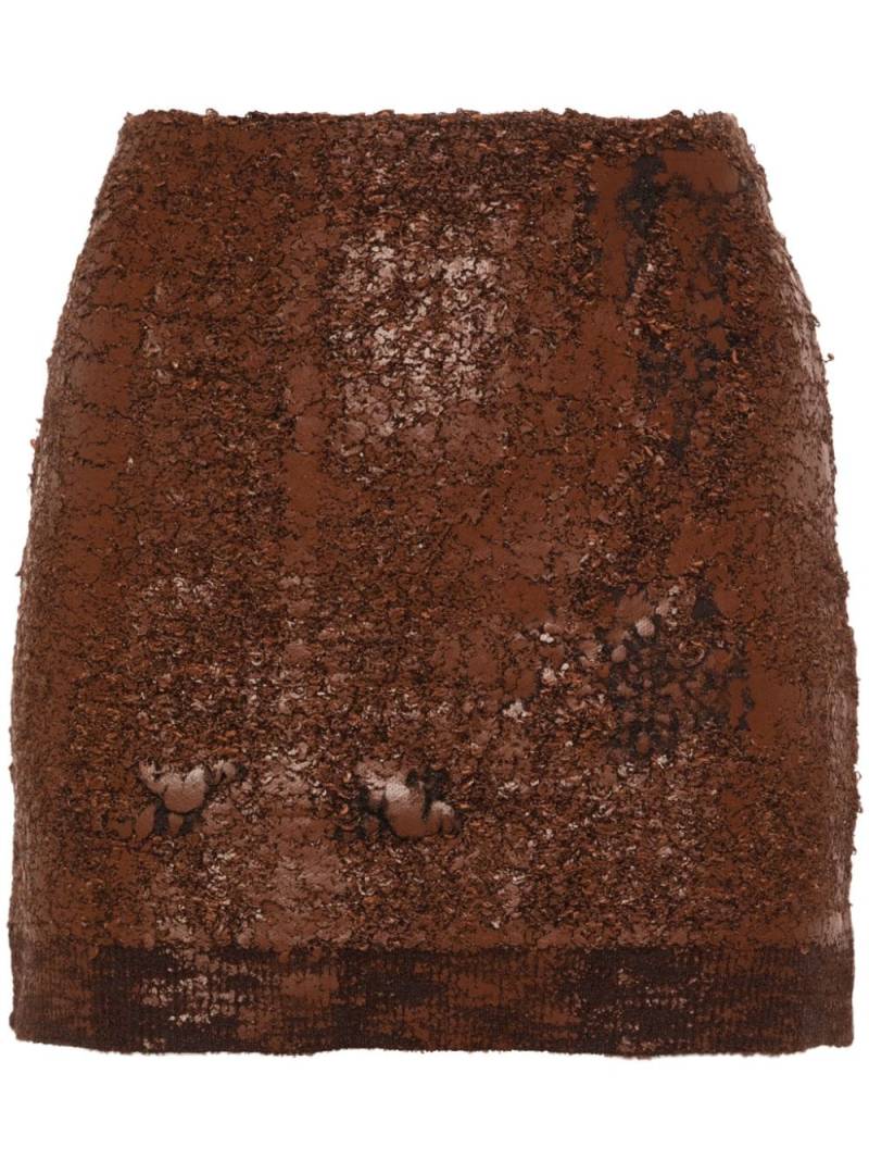 Acne Studios cracked-texture mini skirt - Brown von Acne Studios