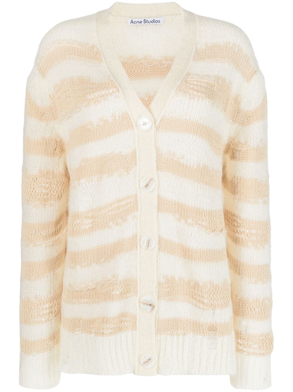 Acne Studios distressed striped cardigan - Neutrals von Acne Studios