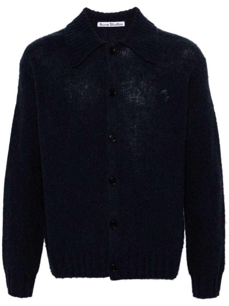 Acne Studios embroidered-logo mélange cardigan - Blue von Acne Studios