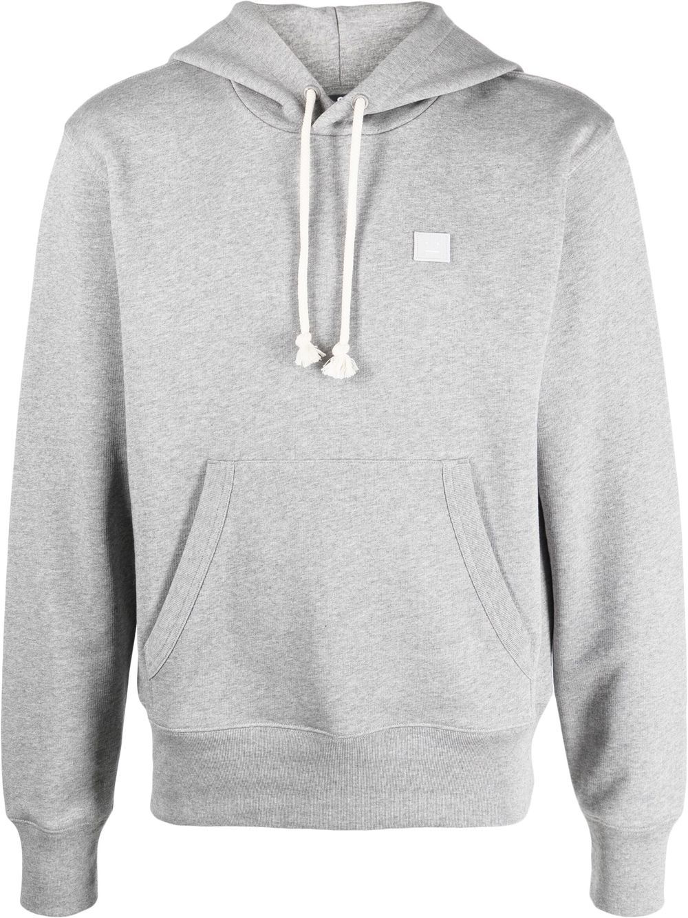 Acne Studios face logo-patch cotton hoodie - Grey von Acne Studios