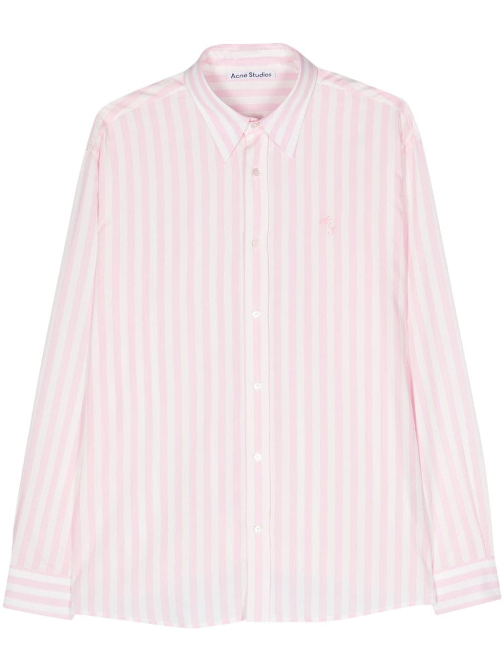 Acne Studios logo-embroidered striped shirt - Pink von Acne Studios